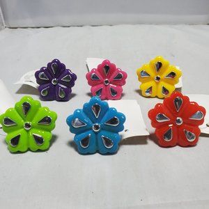 6PC assorted color daisy flower acrylic rings